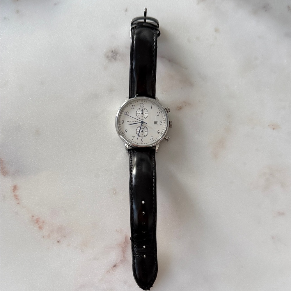 Stylish Silver Watch with Black Strap